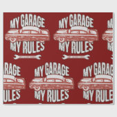 My Rules Classic Red Car Retro Mechanic Cadeaupapier (Vlak)