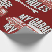 My Rules Classic Red Car Retro Mechanic Cadeaupapier (Hoek)