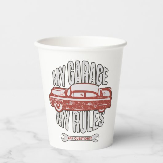 My Rules Classic Red Car Retro Mechanic Papieren Bekers (Voorkant)