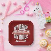My Rules Classic Red Car Retro Mechanic Papieren Bordje (Feest)