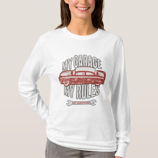 My Rules Classic Red Car Retro Mechanic T-shirt (Voorkant)