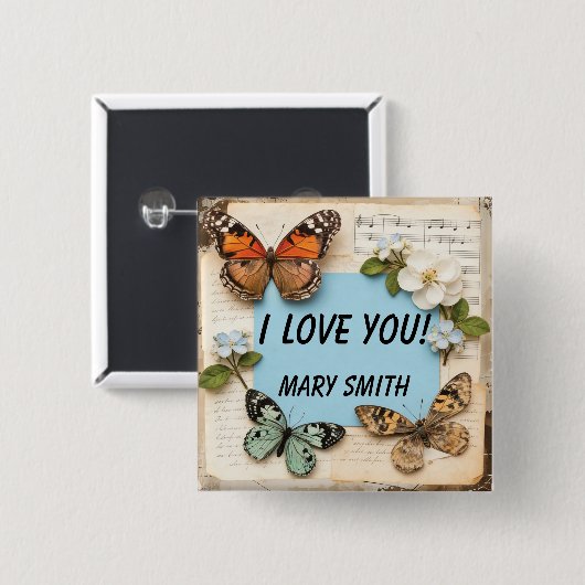 My Scrapbook Vierkante Button 5,1 Cm (Voorkant /achterkant)