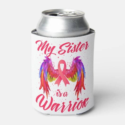 My Sister Is A Warrior Breast Cancer Awareness Blikjeskoeler (Blikje Voorkant)