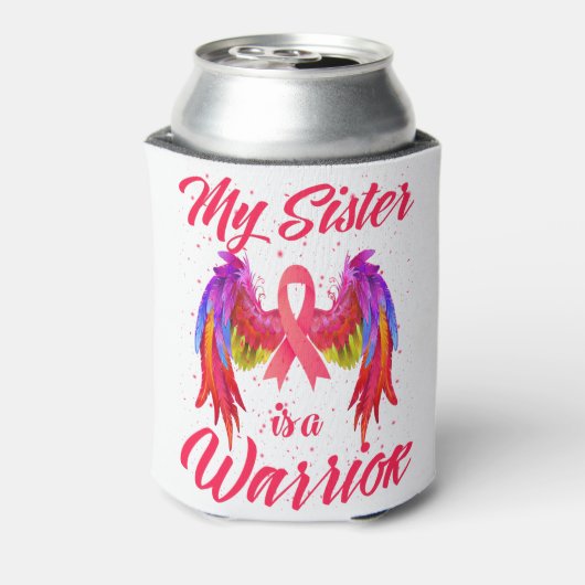 My Sister Is A Warrior Breast Cancer Awareness Blikjeskoeler (Blikje Achterkant)