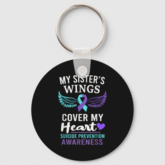 My Sister's Wings Cover Heart Suicide Awareness Ri Sleutelhanger (Voorkant)