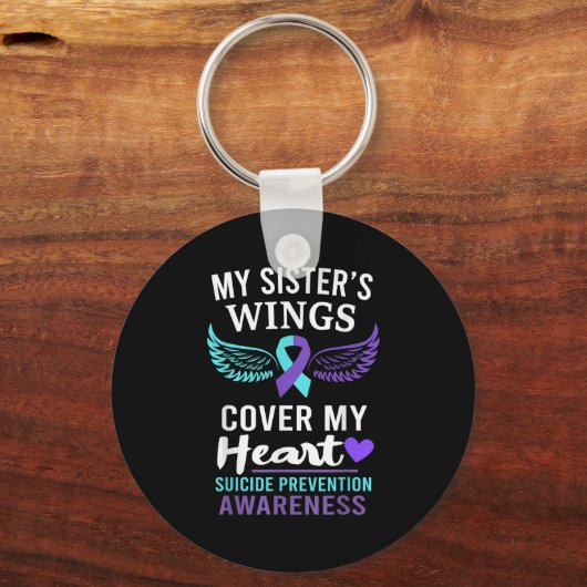 My Sister's Wings Cover Heart Suicide Awareness Ri Sleutelhanger (Voorkant)