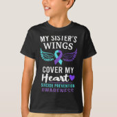 My Sister's Wings Cover Heart Suicide Awareness Ri T-shirt (Voorkant)