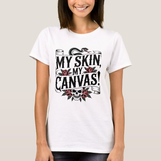 My Skin, My Canvas Tattoo Art T-shirt (Voorkant)