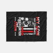 My Son Has Your Back Proud Firefighter Mom Fleece Deken (Voorkant (Horizontaal))