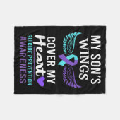 My Son's Wings Cover Heart Suicide Awareness Ribbo Fleece Deken (Voorkant (Horizontaal))