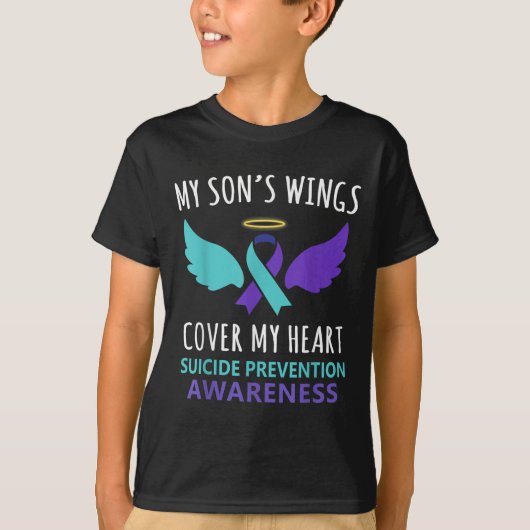 My Son's Wings Cover Heart Suicide Awareness Ribbo T-shirt (Voorkant)