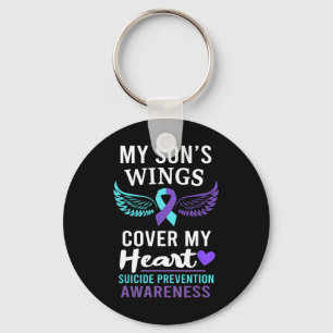 My Son's Wings Hoesje Heart Suicide Awareness Ribb Sleutelhanger