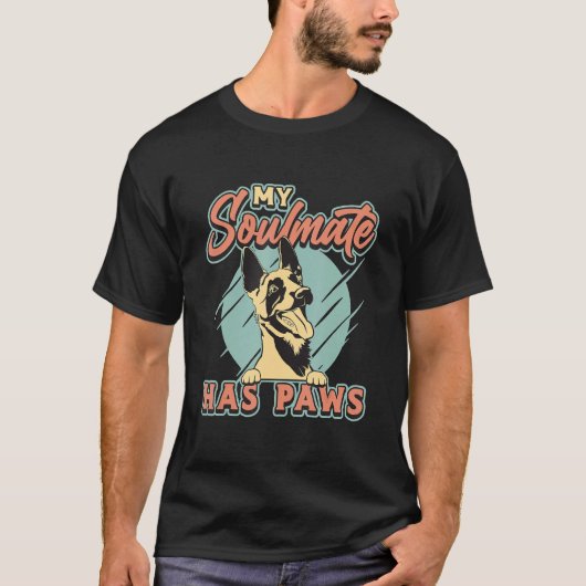 My Soulmate Has Paws Loves Malinois Dog Belgian Ma T-shirt (Voorkant)