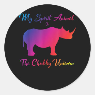 My Spirit Animal De Chubby Unicorn Schattige Rhino Ronde Sticker