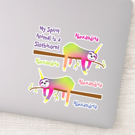 My Spirit Animal is een Slothicorn Sticker (Detail)