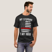 My Stepdad Is My Hero Firefighter Thin Red Line T-shirt (Voorkant volledig)