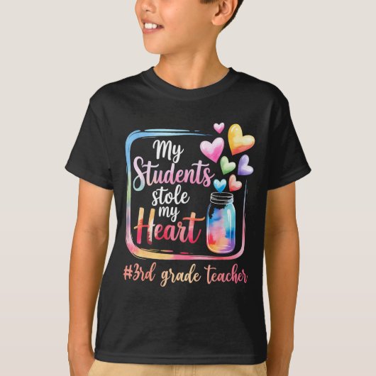 My Student Stole My Heart 3rd Grade Teacher Valent T-shirt (Voorkant)