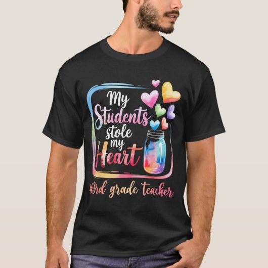 My Student Stole My Heart 3rd Grade Teacher Valent T-shirt (Voorkant)
