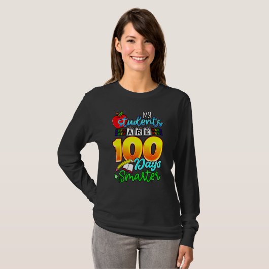 My Students Are 100 Days Smarter Happy Teacher Sch T-shirt (Voorkant volledig)