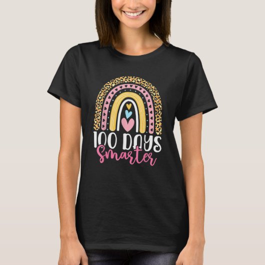 My Students Are 100 Days Smarter rainbow Happy Tea T-shirt (Voorkant)