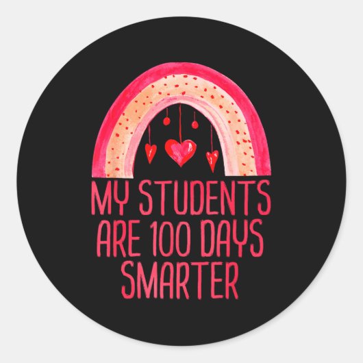 My Students Are 100 Days Smarter Rainbow Valentine Ronde Sticker (Voorkant)