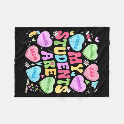 My Students Are Kind Strong Valentine Teacher Wome Fleece Deken (Voorkant (Horizontaal))