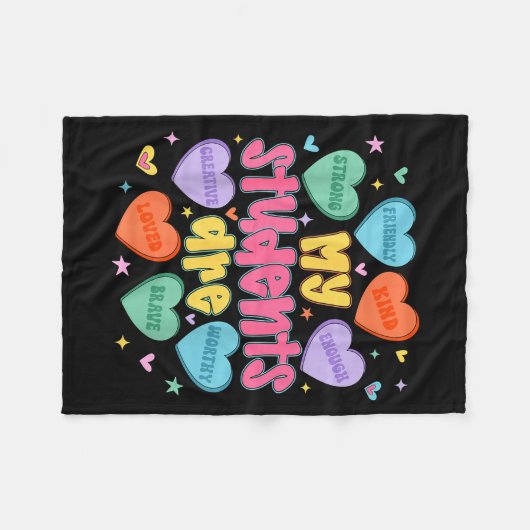 My Students Are Kind Strong Valentine Teacher Wome Fleece Deken (Voorkant (Horizontaal))