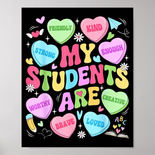 My Students Are Kind Strong Valentine Teacher Wome Poster (Voorkant)
