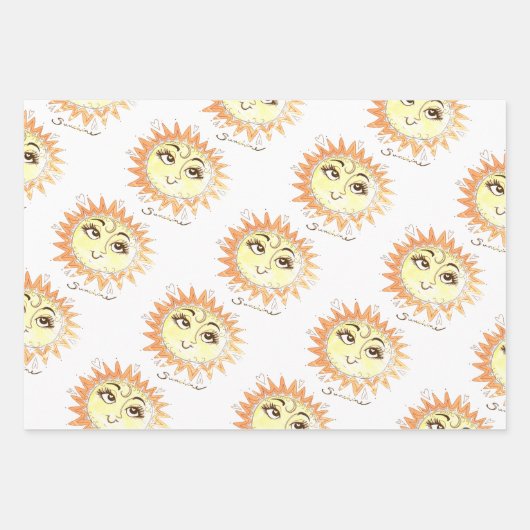 My Sunshine Sun Illustration Gift Wrap 3 pack Inpakpapier Vel (Voorkant 3)