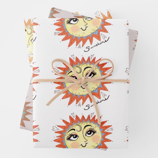 My Sunshine Sun Illustration Gift Wrap 3 pack Inpakpapier Vel (In situ)