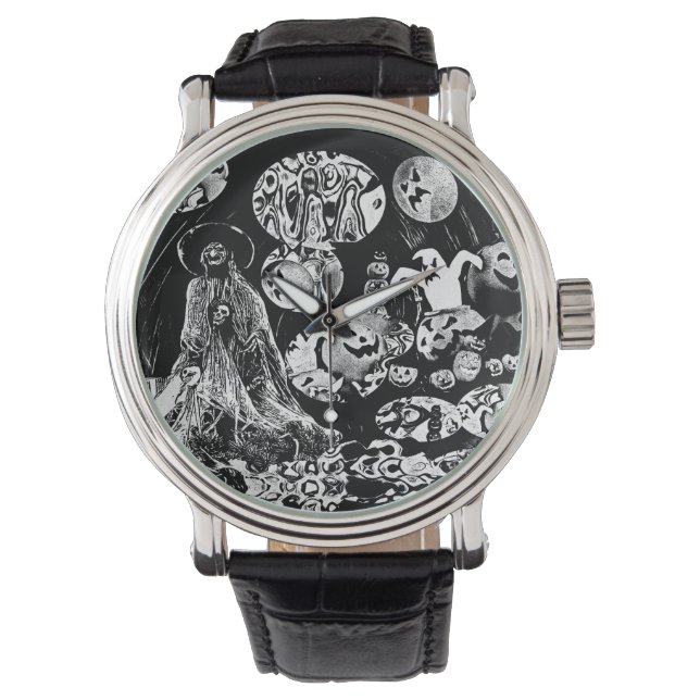 My Super Halloween black and white Horloge (Voorkant)