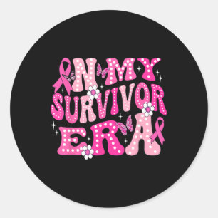 My Survivor Era Roze Groovy Retro Borstkanker AW Ronde Sticker