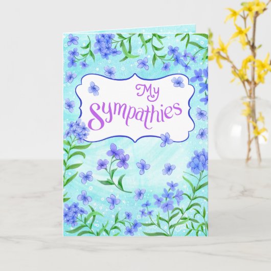 My Sympathies – Soft Floral Comfort Design Aqua Kaart (Gele Bloem)