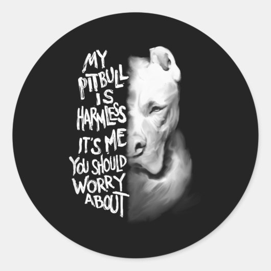 My Tbull Is Harmless Quote Dog Items Owner Small  Ronde Sticker (Voorkant)