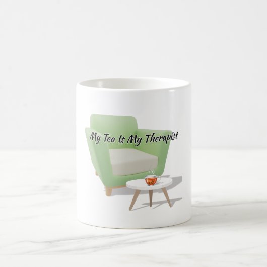 "My Tea Is My Therapist" Steaming Mug Quote Art Koffiemok (Center)