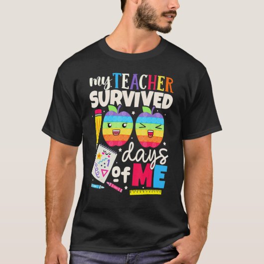 My Teacher Survived 100 Days Of Me Happy 100th Day T-shirt (Voorkant)
