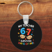 My Teacher Survived 67 Days Of School Funny 6-7 67 Sleutelhanger (Voorkant)