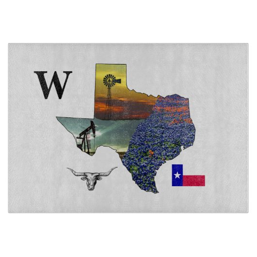My Texas - map outline-steer-derrick-windmill Snijplank (Voorkant)