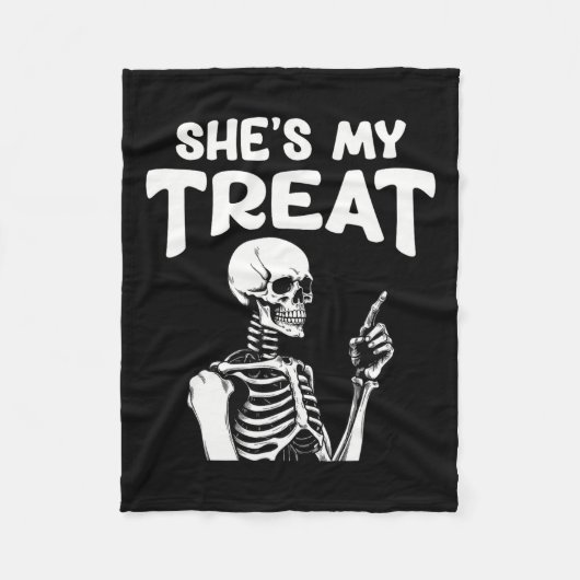 My Treat Skeleton bijpassende Halloween kostuum sc Fleece Deken (Voorkant)