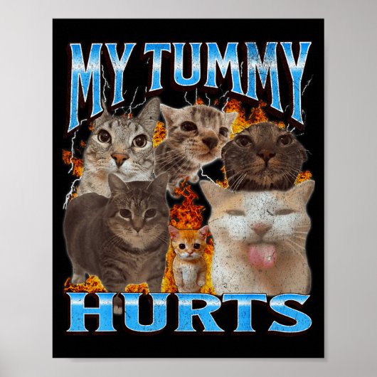 My Tummy Hurts Funny Cat Meme Bootleg Graphic  Poster (Voorkant)