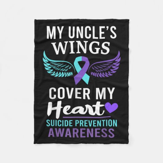 My Uncle's Wings Cover Heart Suicide Awareness Rib Fleece Deken (Voorkant)