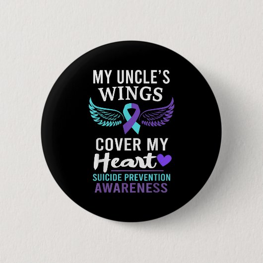 My Uncle's Wings Cover Heart Suicide Awareness Rib Ronde Button 5,7 Cm (Voorkant)