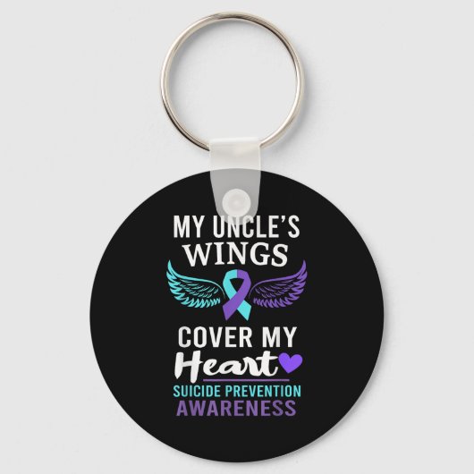 My Uncle's Wings Cover Heart Suicide Awareness Rib Sleutelhanger (Voorkant)
