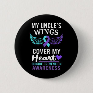 My Uncle's Wings Hoesje Heart Suicide Awareness Ri Ronde Button 5,7 Cm