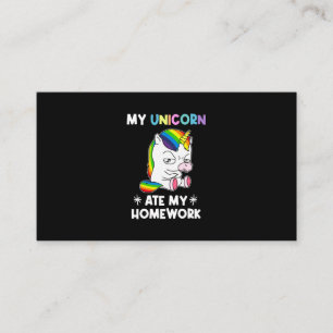 My Unicorn Ate My Homework Funny Back To School.pn Visitekaartje
