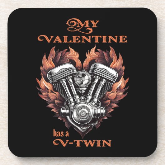 My Valentine has a V-Twin, Biker Bier Onderzetter (Voorkant)