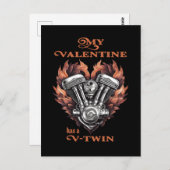 My Valentine has a V-Twin, Biker style Briefkaart (Voorkant / Achterkant)