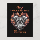 My Valentine has a V-Twin, Biker style Briefkaart (Voorkant)