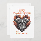 My Valentine has a V-Twin, Biker style Feestdagenkaart (Voorkant / Achterkant)