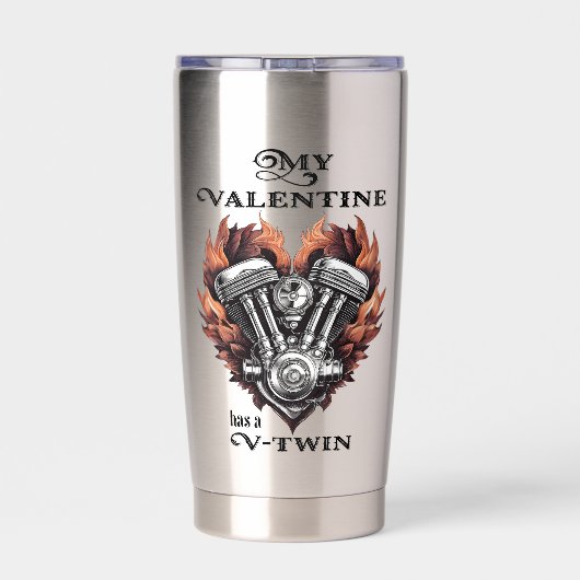 My Valentine has a V-Twin, Biker style Geïsoleerde Drinkbeker (Achterkant)